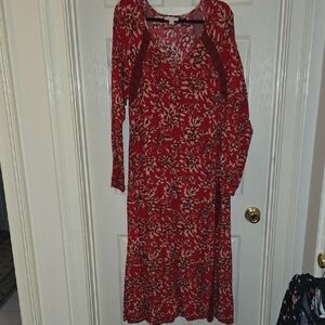 Knox Rose Red and White Floral Long Sleeve Dress